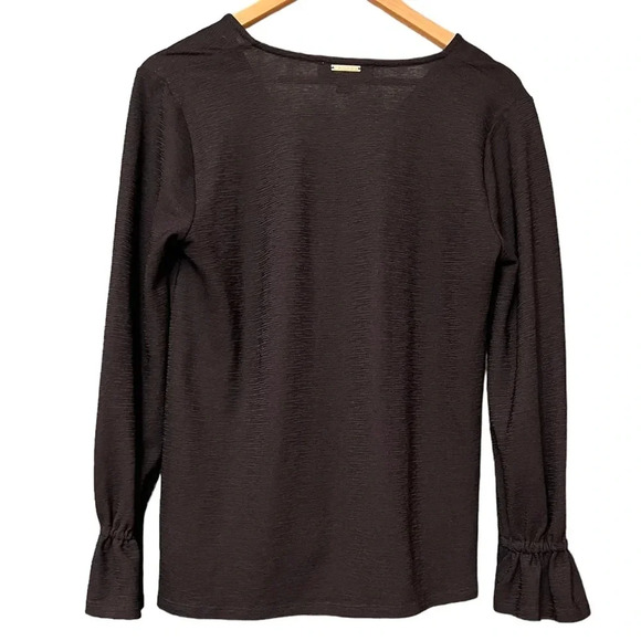 Michael Kors MK, long sleeve black top with cinched wrists. Size Medium/moyen - Picture 3 of 6